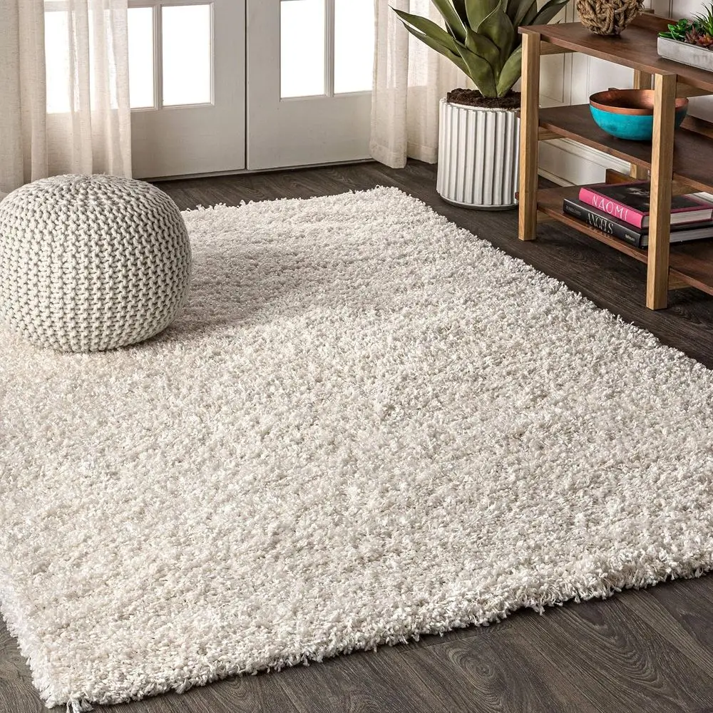

Shag Plush Cream Rug, 4x6, Modern, Easy Clean, Suitable for Living Room, Bedroom, Kitchen, Pet-Friendly, Non-Shedding