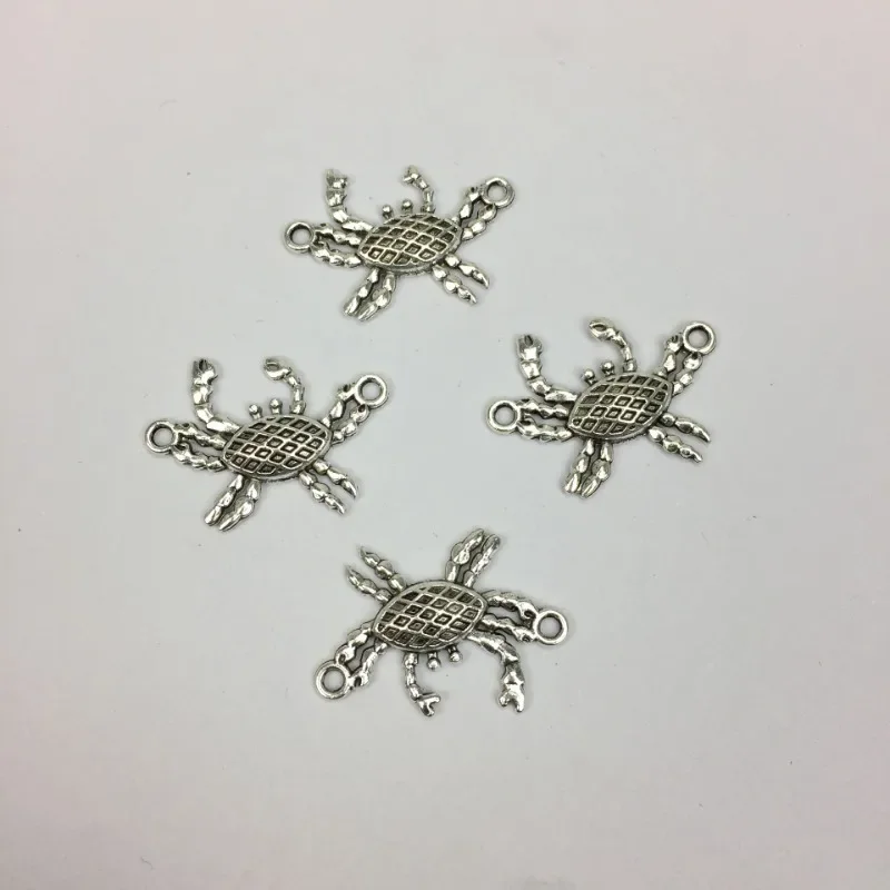 

100pcs/lot--22x32mm,Crab Connector Ocean Life Sea Charms ,Antique Silver Plated Pendant,DIY Jewellery Making Finding Supplies