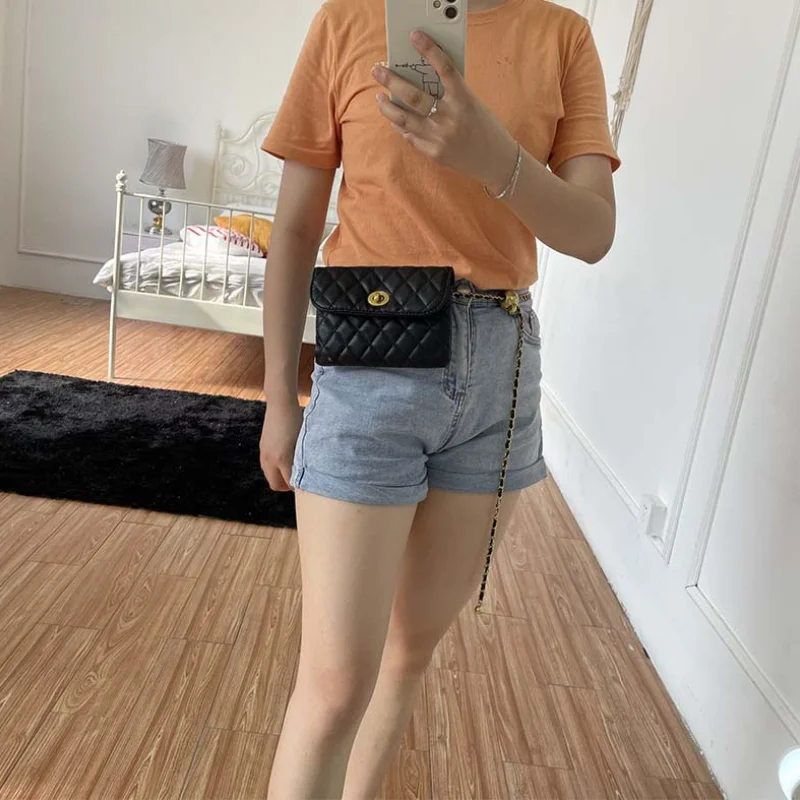 Borse a tracolla da donna in pelle Casual borse a tracolla quadrate a catena da donna 2024 nuove borse da donna con motivo rombico con patta di alta