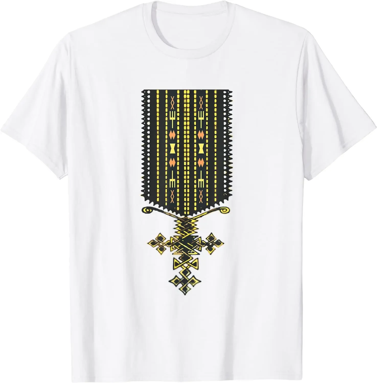 Ethiopian Traditional Style Eritrean Cross T-Shirt 100% Cotton O-Neck Short Sleeve Summer Casual Mens T-shirt Streetwear