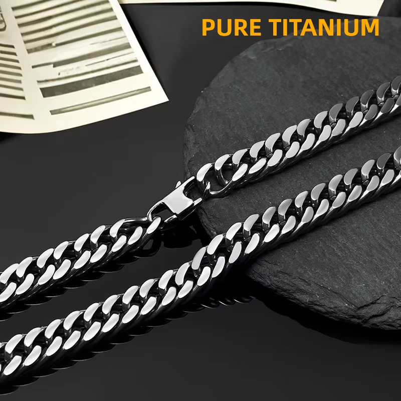 Fashion 7mm/9.5mm Width Pure Titanium Necklace Bracelet Double Weave Whip Chain for Men Women No Rust No Allergy Hip Hop Chains