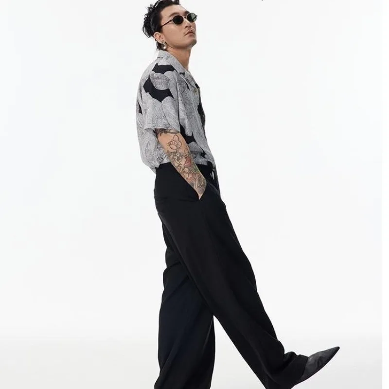 

American Retro Hawaiian Printed T-shirt for Unisex Summer Cuba Collar Short Sleeves Loose Couple Tees Casual Fashion Stylish Top