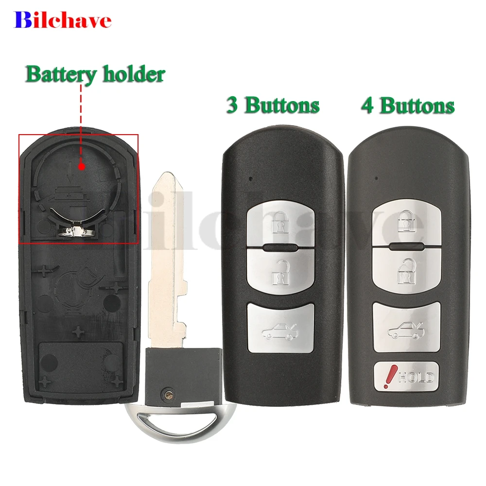 

jingyuqin Replacement Remote Smart Car Key Shell Fob For Mazda M2 M3 M5 M6 CX-3 CX-5 Summit Axela Atenz 3/4 Buttons