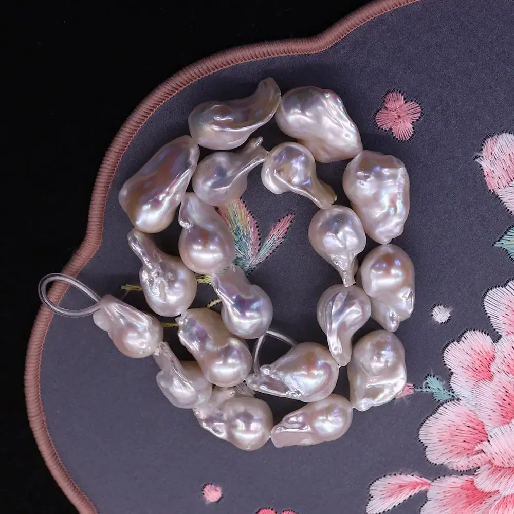 High Quality Irregular Freshwater Pearl Beads White Natural Large Baroque Pearl Straight Hole Loose Bead Accessory 1 Strand