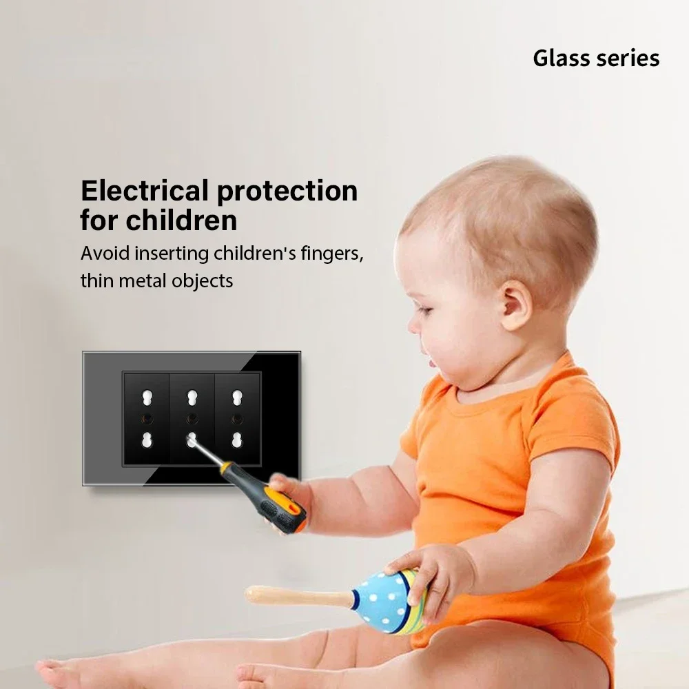 ميلري تشيلي الأسود الزجاج المقسى إيطاليا القياسية مكتب المنزل الاتحاد الأوروبي منفذ USB نوع C كوريا مقبس الحائط مفتاح ضغط الضوء 118