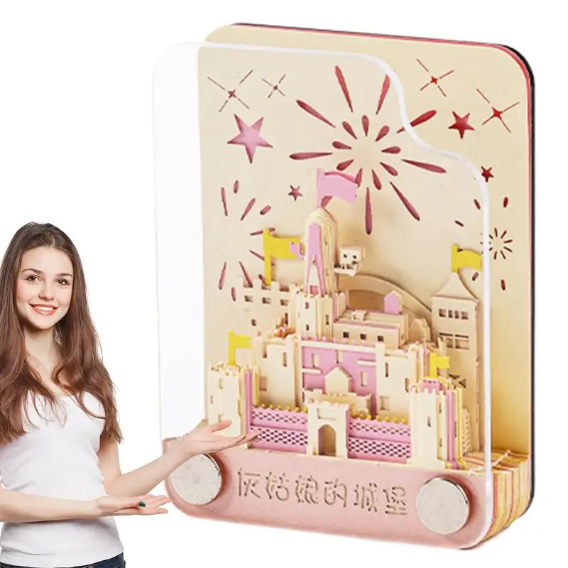 

Aesthetic 3D Castle Notepad 60 Sheets Hand-torn Decorative Paper Carving Notes Emotional Support Paper Sculpture Notes For