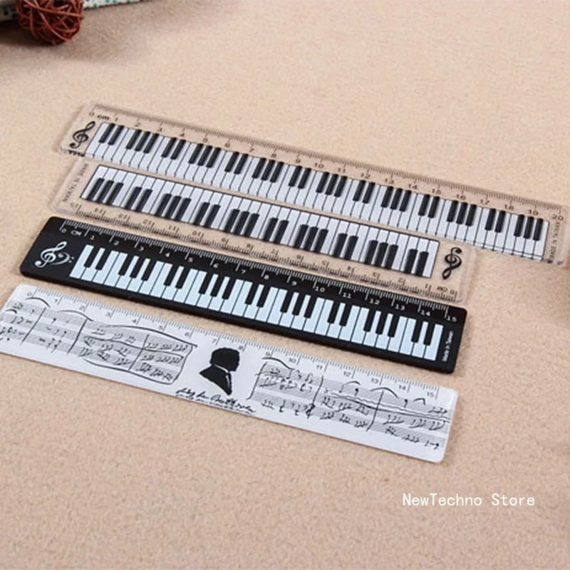 Music Straight Rulers Creative Cat Musical Note Piano Transparent Ruler Bookmarks Measuring Scale Office Stationery Supply