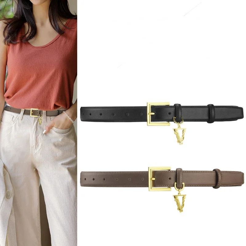 Genuine LeatherBelt Ladies Premium Texture Decorative Pin Buckle Leather Belt Simple Versatile Design Trend Summer Ins Wind Belt