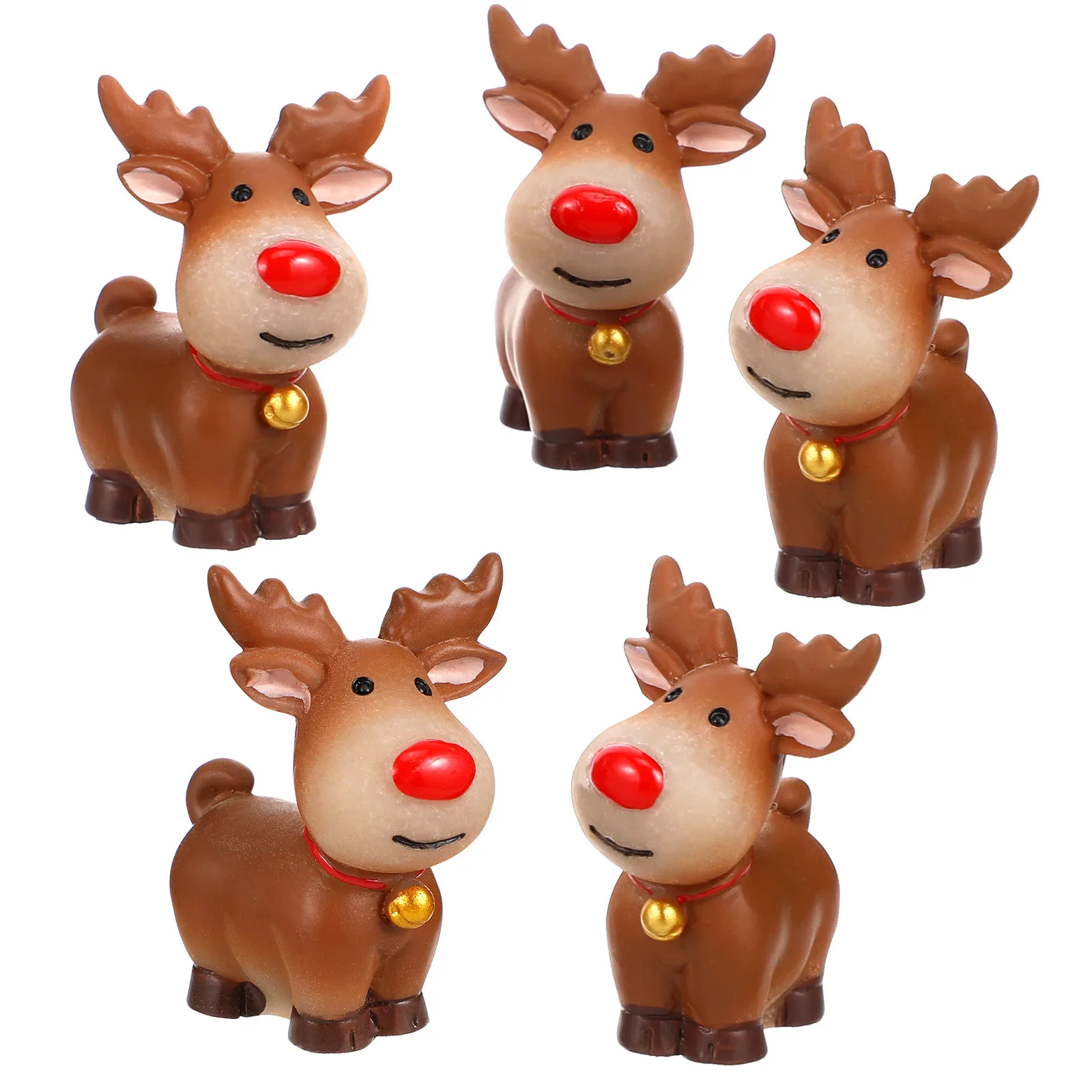 

5Pcs Mini Resin Elk Ornaments Christmas Decoration Adorable Deer Design for Home Office School Supermarket Resin Elk Ornaments