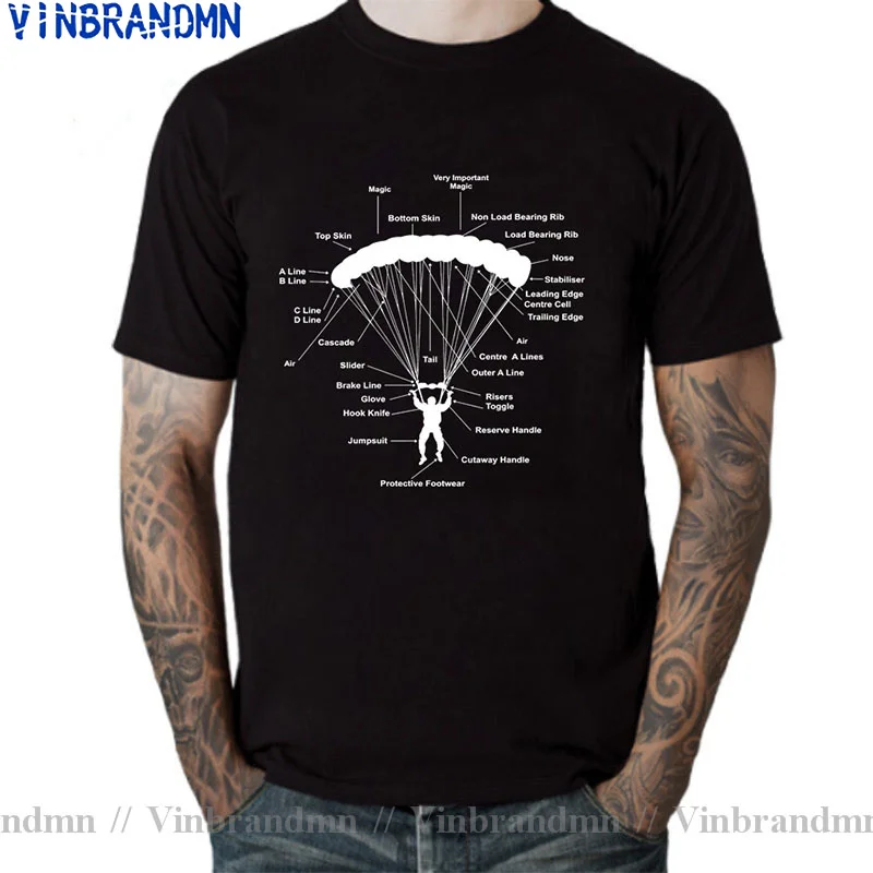 Retro Men T Shirt Man Funny Parachute Anatomy Magic Skydiving Skydiver T-Shirt Vintage Paragliding Parachu Paraglider Tee Shirt