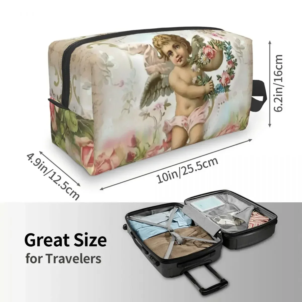 

Vintage Rose#1 Victorian Angel Cosmetic Bag Women Fashion Big Capacity Makeup Case Beauty Storage Toiletry Bags
