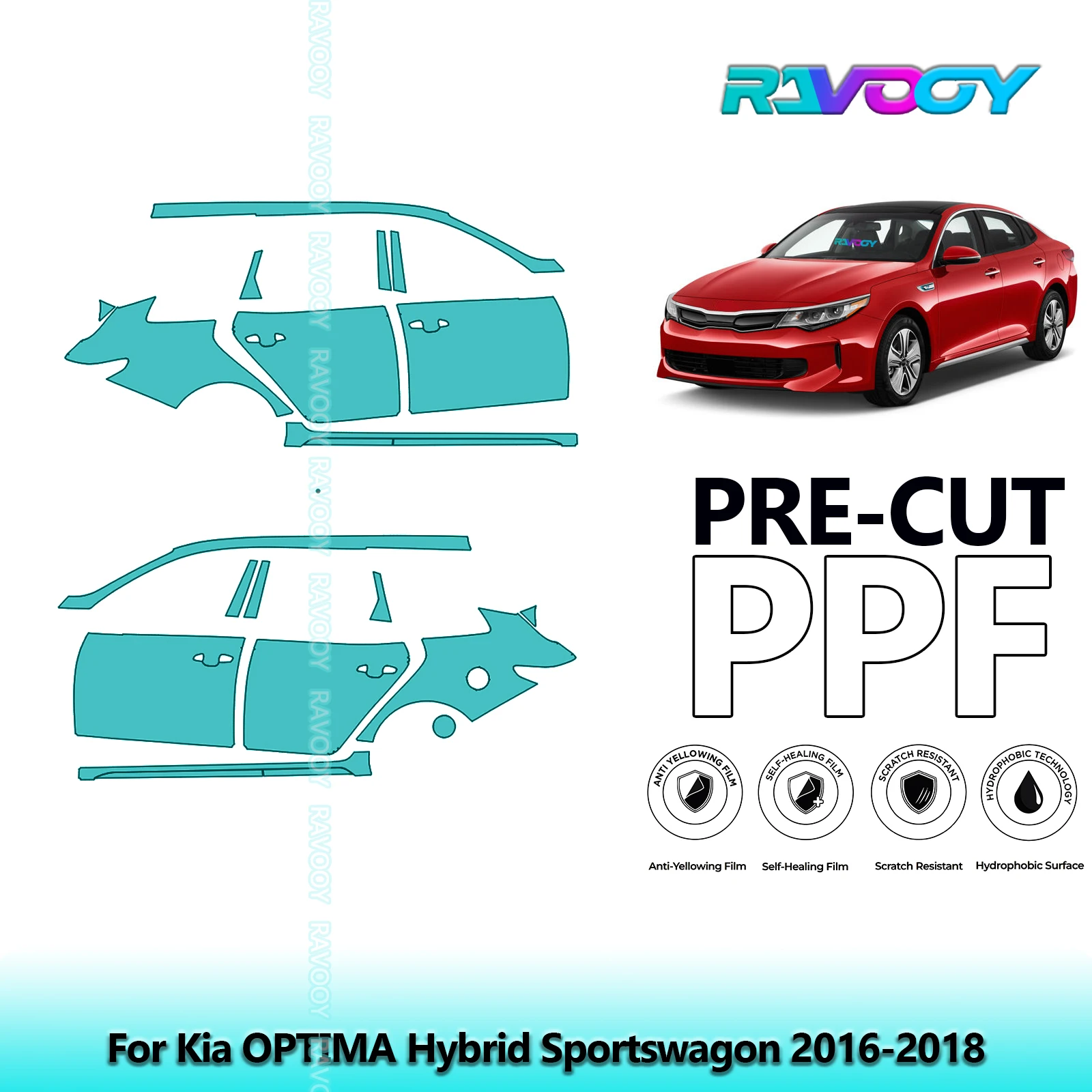 

For Kia OPTIMA Hybrid Sportswagon 2016-2018 8.5mil Clear Matte Pre-Cut PPF Door & A/B Pillar Kit TPU Paint Protection Film Set