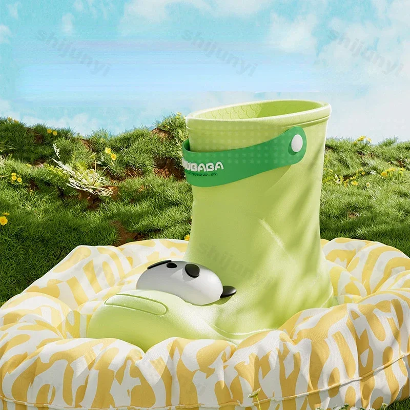 2024 New Children\'s Rain Boots Boys and Girls Baby Water Shoes Summer Cartoon Panda Outdoor Anti Slip Waterproof Child Rain