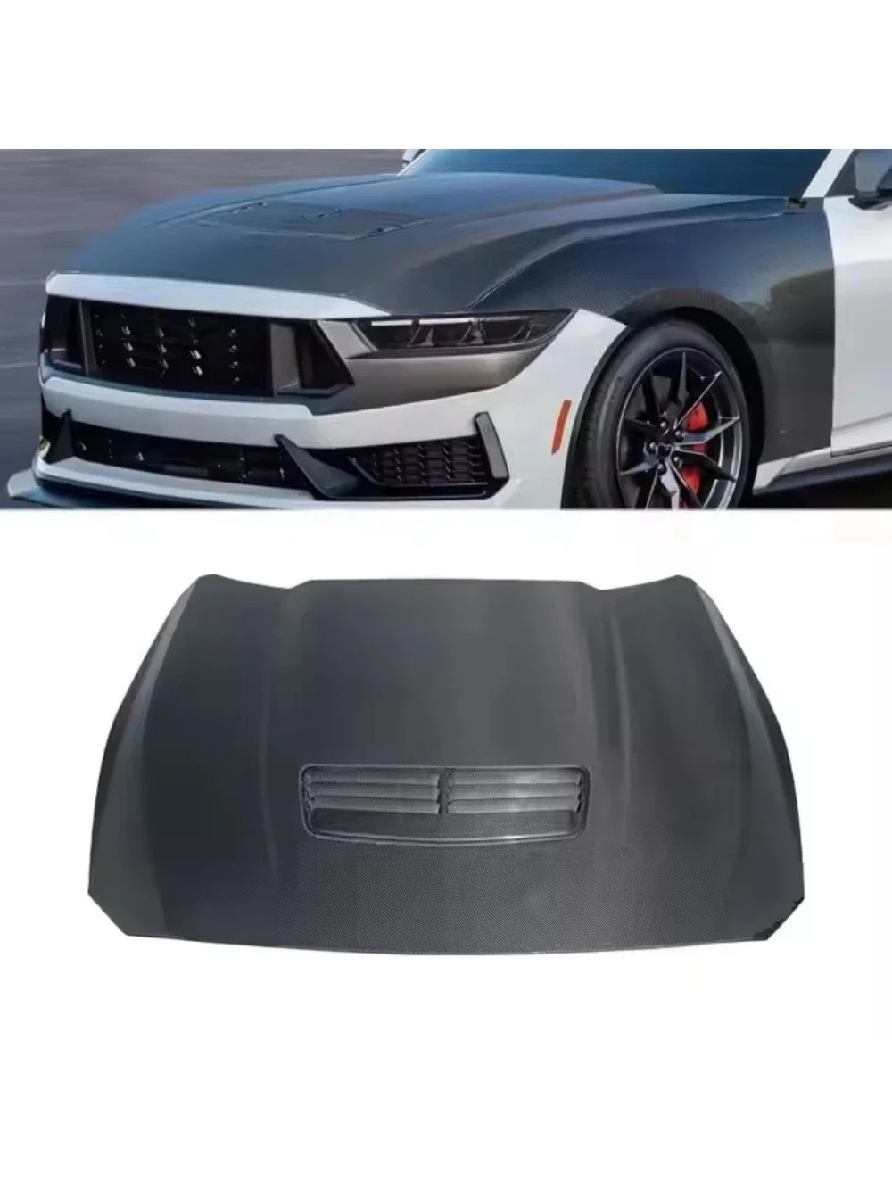 S650 Style Carbon Fiber Engine Hood Screws for 2024-2025 Mustang Lightweight Body Kit Screw-On Black 1 Year Warranty 2