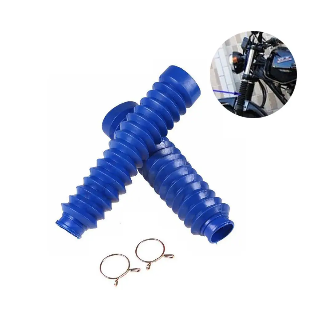 1 Pair 20.5cm Long Motorbike Front Fork Cover Shock Absorber Dust Covers Boots Blue