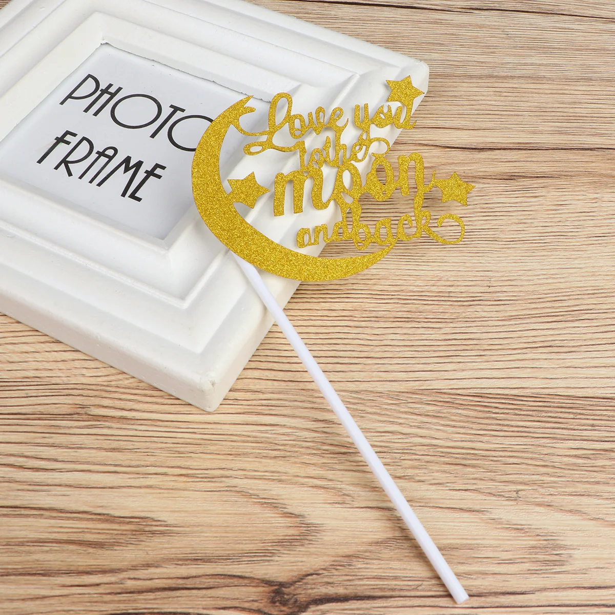 

20Pcs Baking Decoration Markers Glitter English Phrase Moon Style Cake Inserts for Cupcakes Meat Cheese Dish Presentation