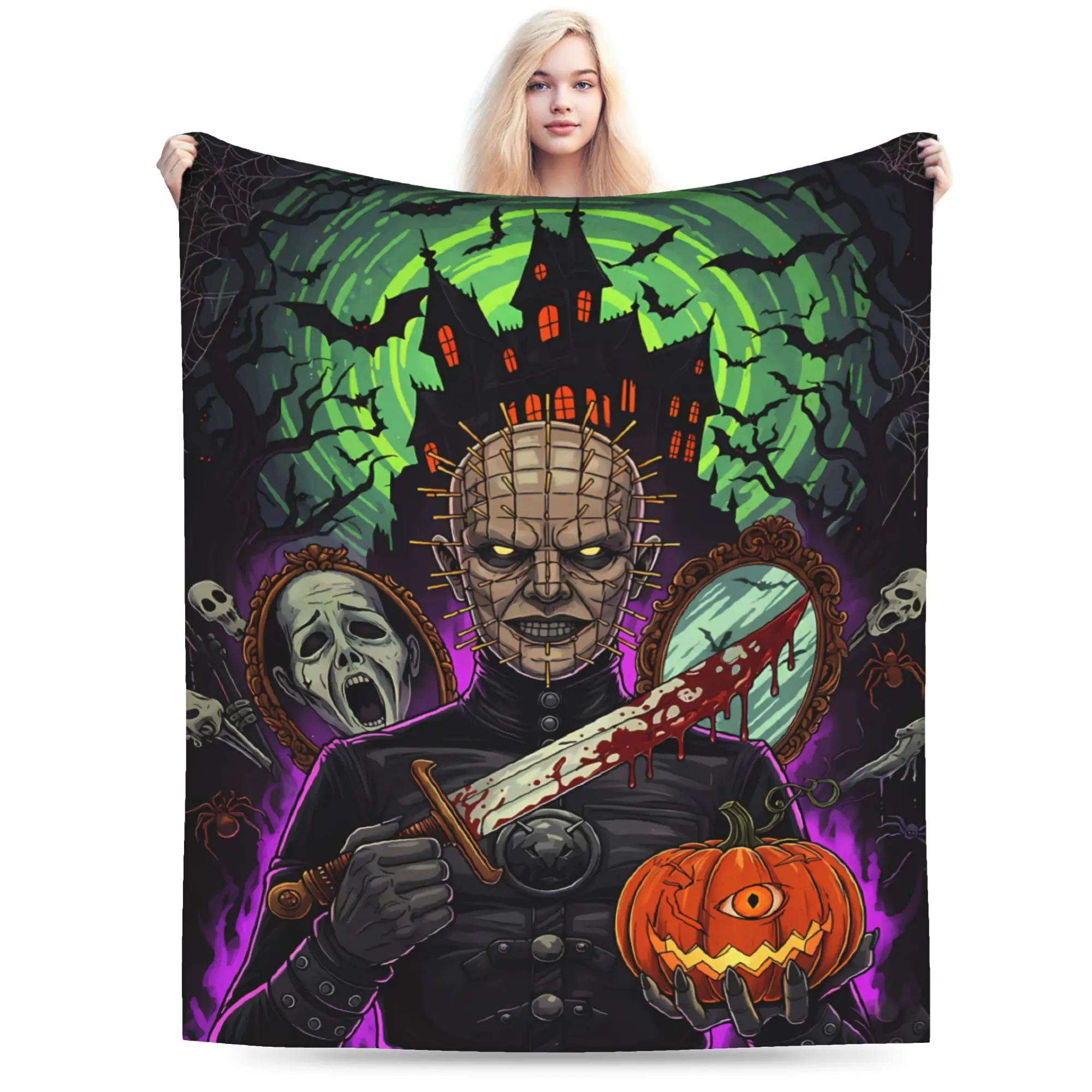 Hellraiser Pinhead Lament Blanket Quality Soft Warm  Bedding Throws Winter Girls Boys Bedroom Street Trend Bedspread