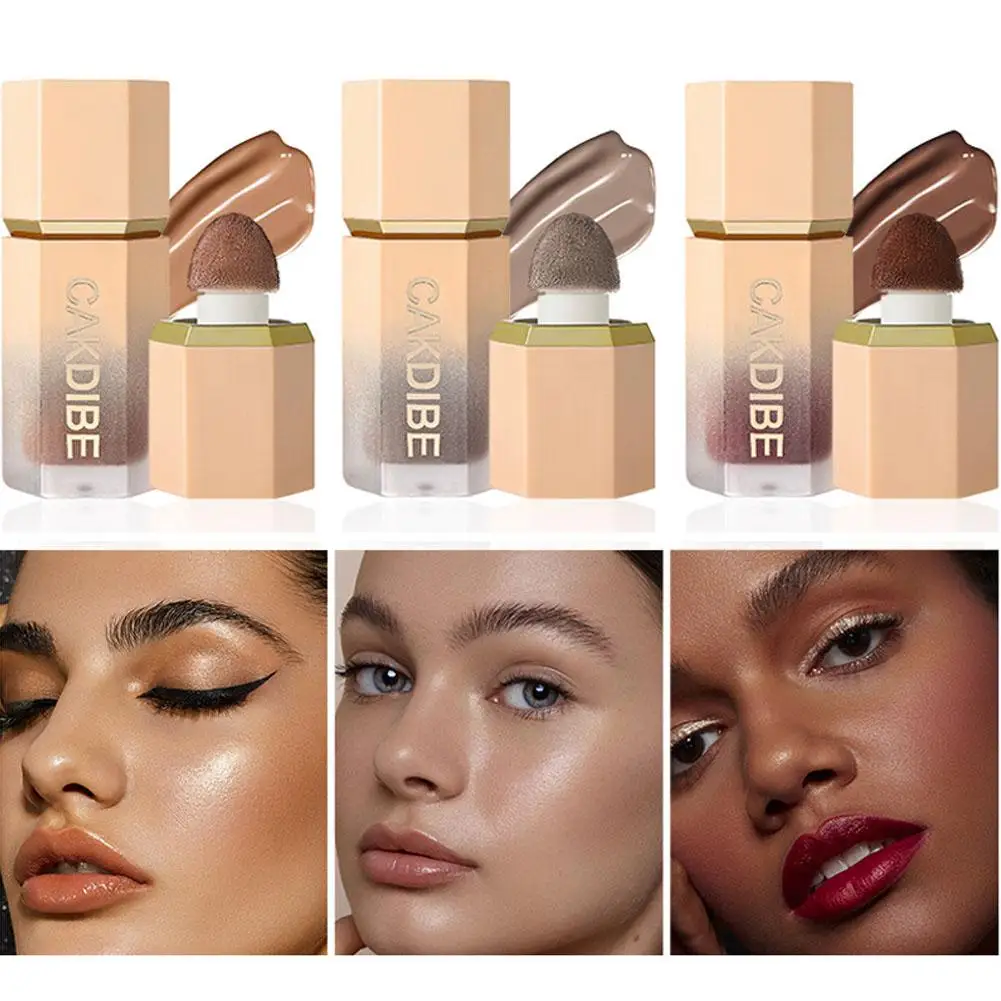 Face Liquid Bronzer Contour Cream with Sponge Waterproof Face Brighten Foundation Nose Cosmetics Shadow Makeup Highlight Fa T5F4