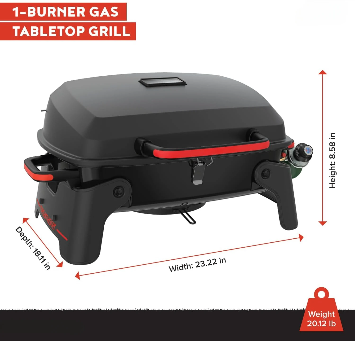 Megamaster 820-0065C 1 Burner Portable Gas Grill for Camping, Outdoor Cooking , Outdoor Kitchen, Patio, Garden, Barbecue with Tw