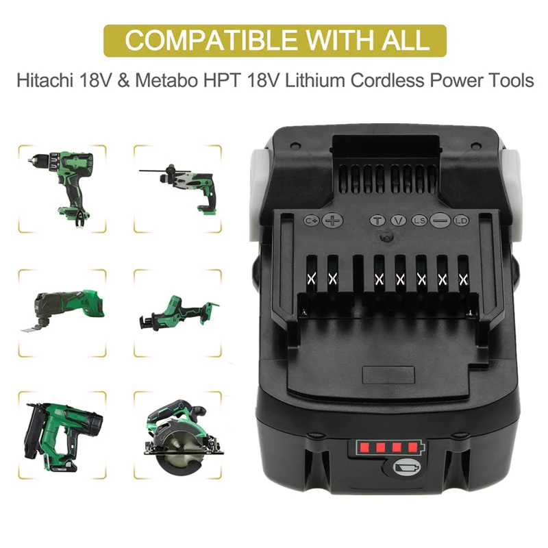 Imagem -06 - Bateria de Substituição para Ferramentas Elétricas Hitachi 18v 4ah 6ah Bsl1830b Bsl1820 Bsl1840 Bsl1850 Bsl1860b