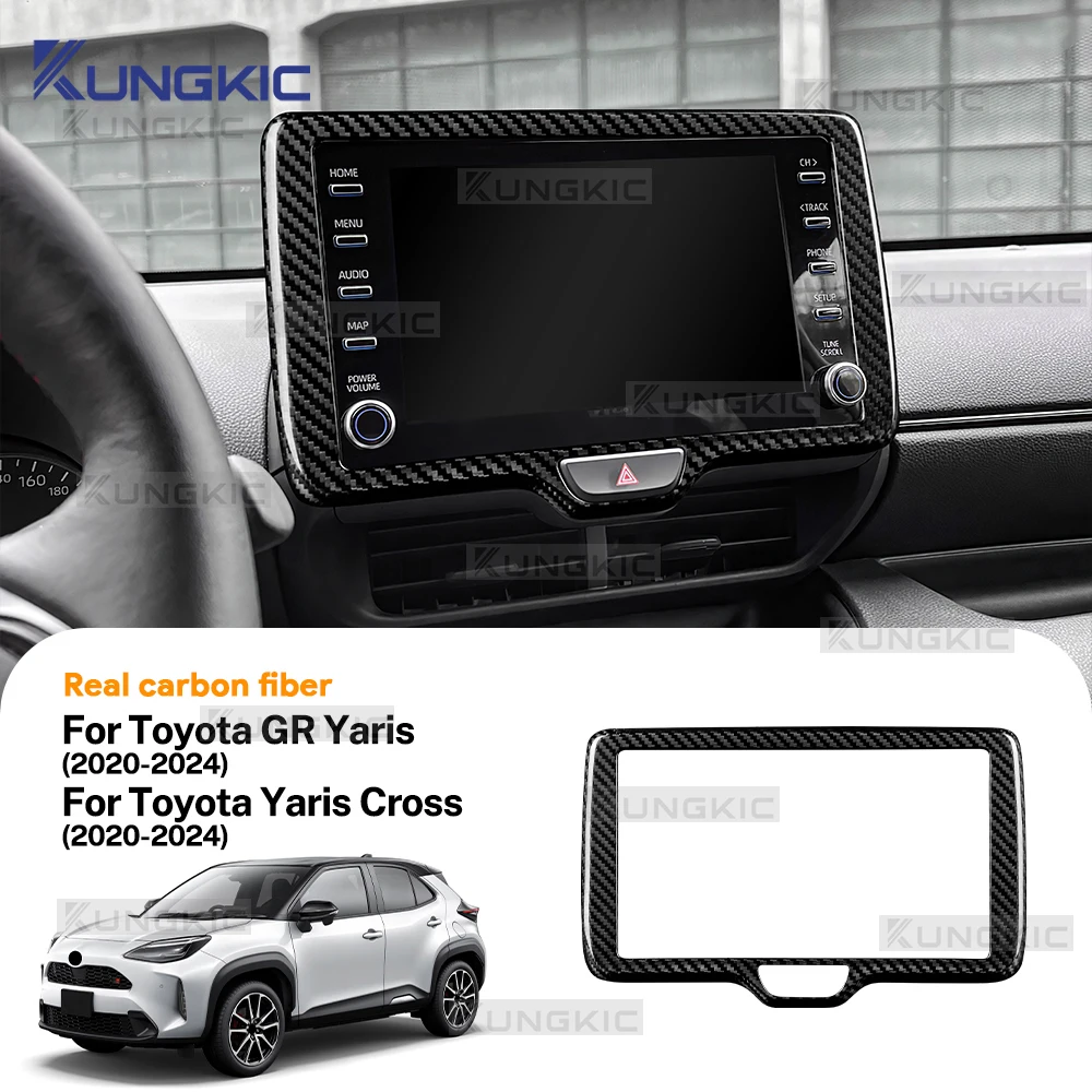 

Твердое сухое углеродное волокно для Toyota Yaris Cross XP210 2021 2022 2023 2024 Yaris GR MK4 рамка экрана центрального управления автомобиля