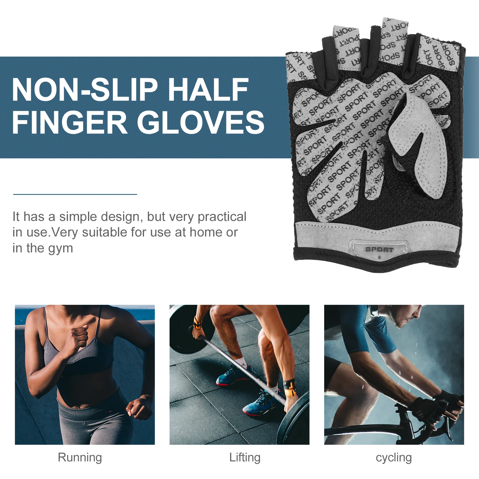 

Half Finger Black S Size Cycling Gym Breathable Anti Slip Exercise Protective Workout Men Women Sports Cycling Gym Gloves