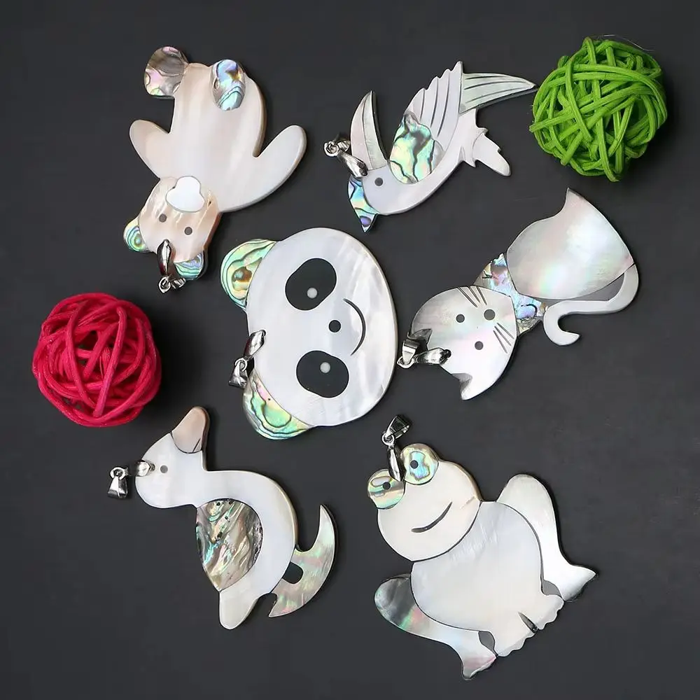 

Natural Abalone Shell Splicing Pendants Various Animal Shapes Seawater Shell Single Holes Charms DIY Creative Necklace Gift 1 Pc