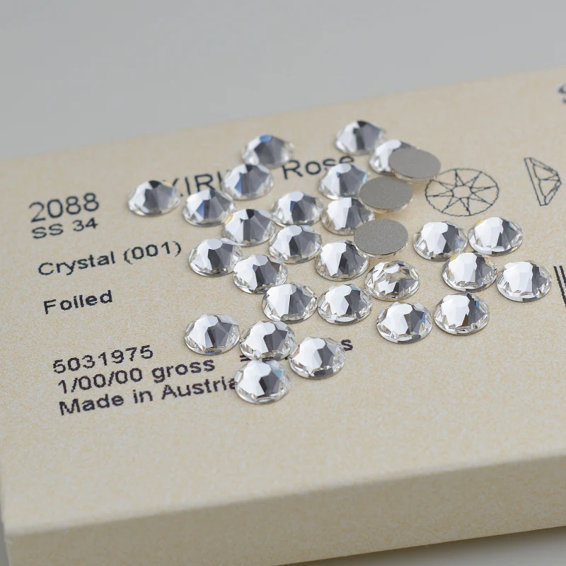 (24Pcs) Genuine Crystal from Austria 2058 2088 XIRIUS Rose Flat Back No Hotfix Rhinestone Strass Bead for Jewelry Nail Art Cloth