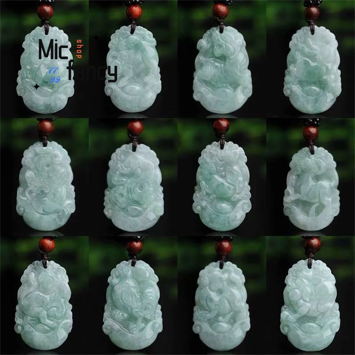 

Natural Burmese Jade Chinese Zodiac Pendant Engraver Customized Jewelry Amulets Mascots Women Men Charms Fashion Holiday Gifts