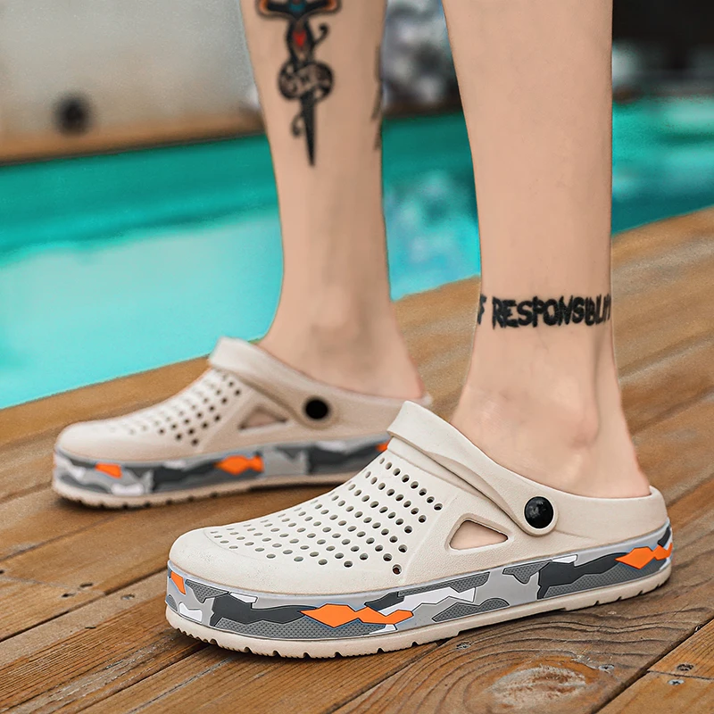Summer Men Shoes Clogs Slippers Men Garden Flat Sandals Platform Sandals Man Water Shoes Male Sneakers Outdoor Home Slippers view 5