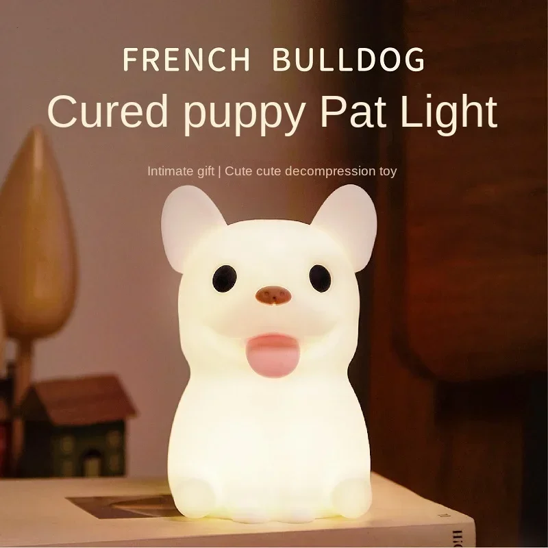 Innovative Bulldog Silicone Night Light - USB Rechargeable, Dimmable Soft Glow for Relaxed Sleep & Stress-Free Nights.