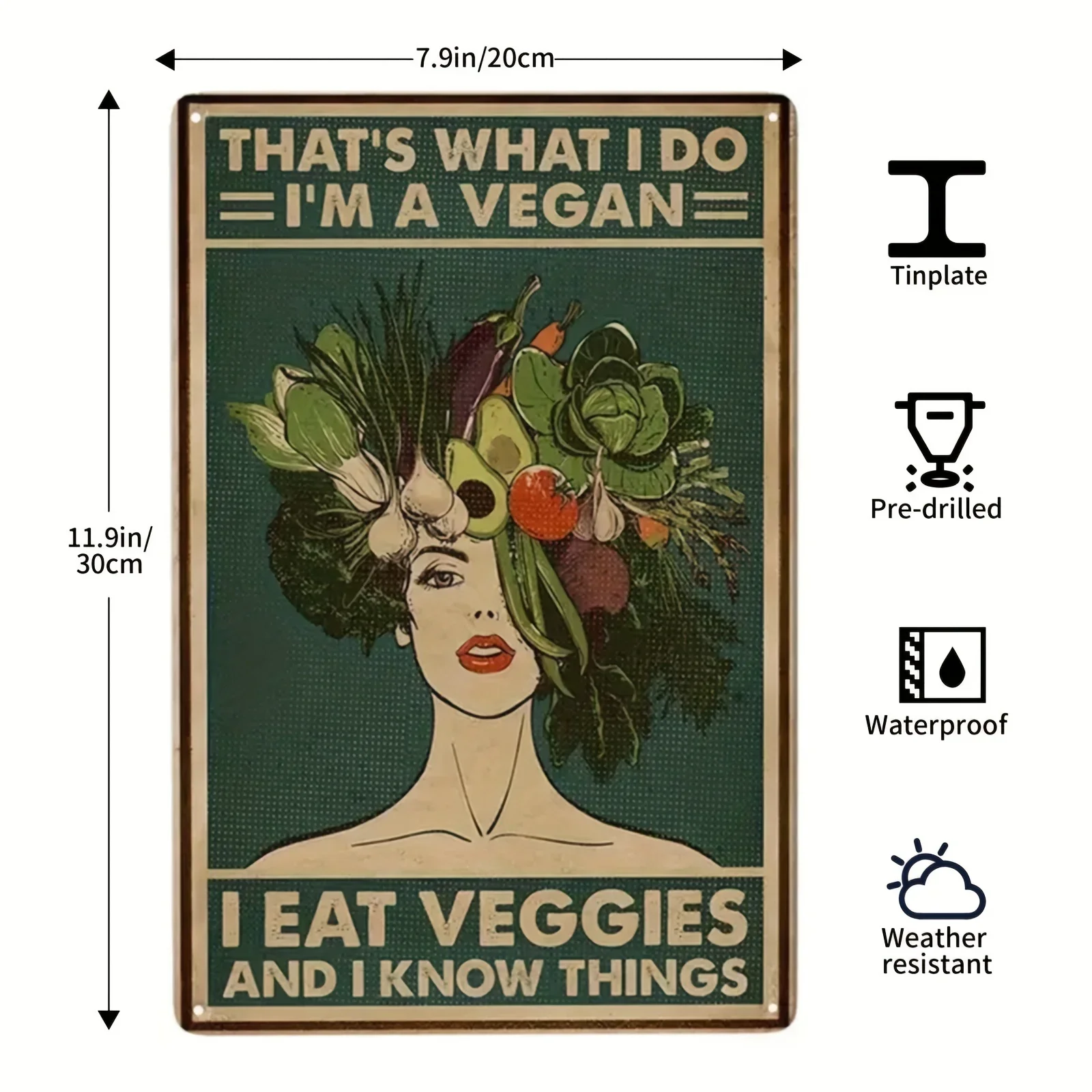 Metal Sign, That's What I Do I'm A Vegan, Not Fragile Like A Flower Fragile Like A Bomb Boxing Girl Boxing Gloves, Vintage Decor