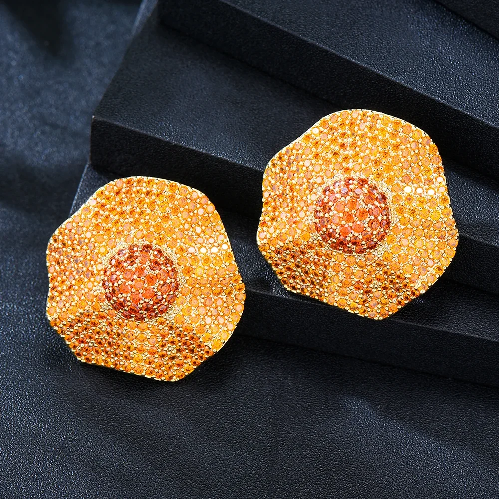 

Charm Orange Round Earrings For Women Bridal Wedding Daily Surper Jewelry Noble Luxury Gorgeous High Quality
