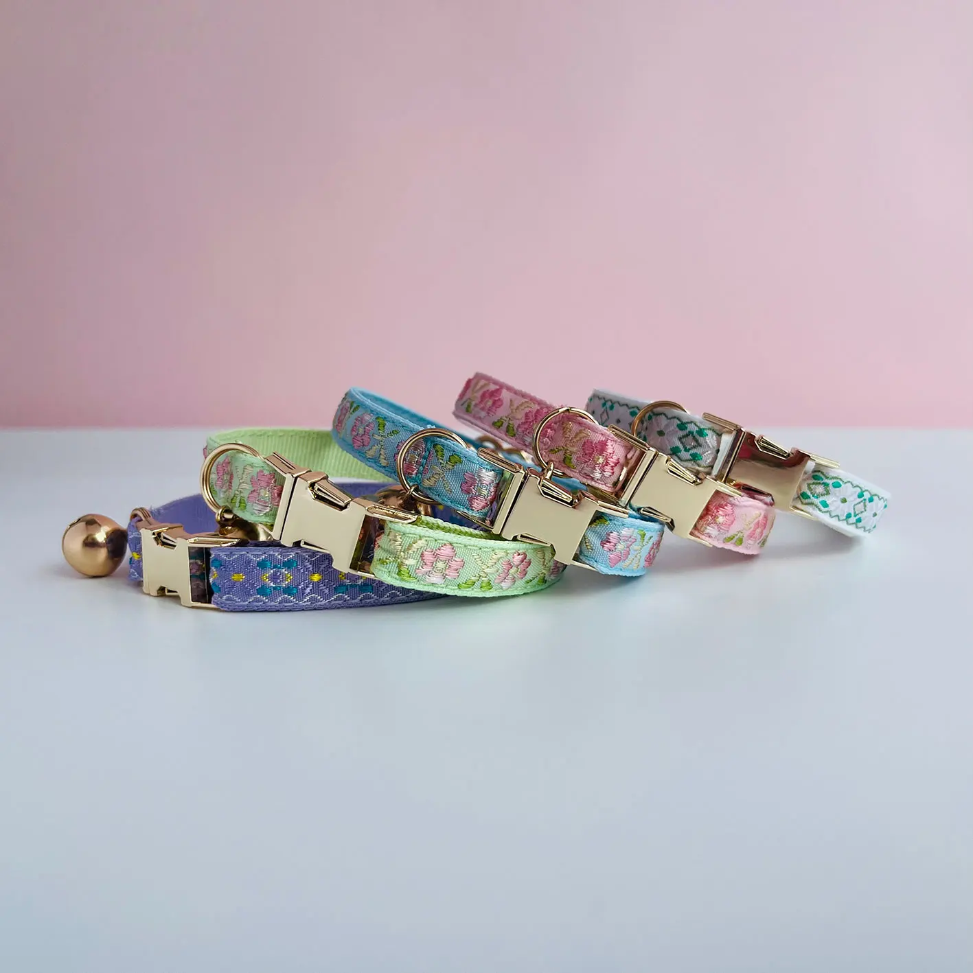 Customize Name Personalized Colorful Woven Pattern Cat Collar Jacquard Design Safety Breakaway Buckle_voghion.com