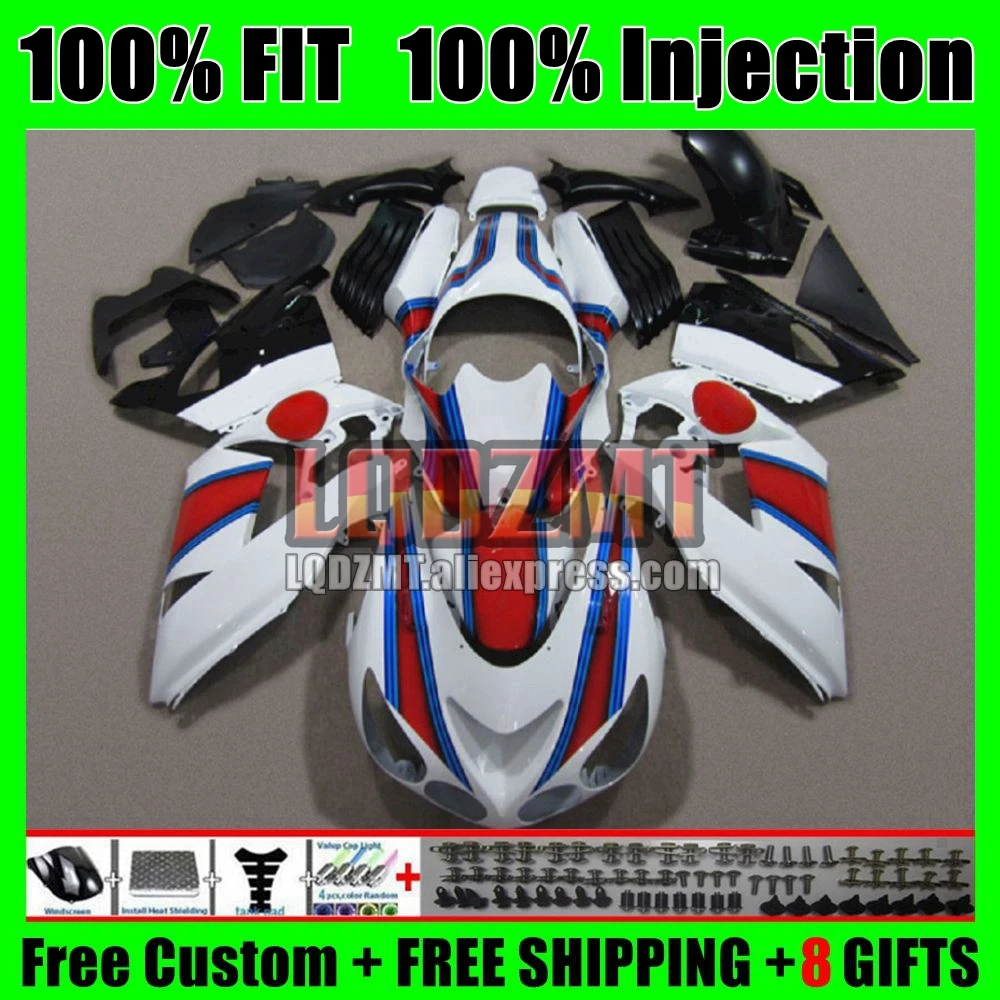 Bodys For KAWASAKI NINJA ZZR 1400 ZZR-1400 12 13 14 15 16 17 72No.121 White red ZZR1400 2012 2013 2014 2015 2016 2017 Fairing