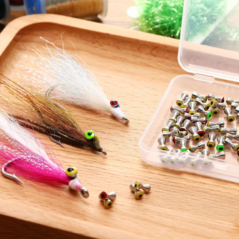 Fishing Fly Dumbbell Eyes Fly Tying Materials Alloy Fly Tying Dumbbell Eyes Fly Tying Barbell Eyes Materials Fishing Lure Tools