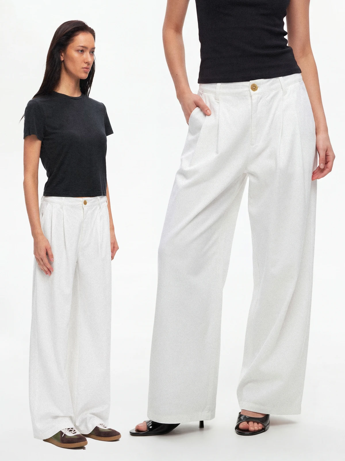 TDDP Cotton Balloon Pants Women's Loose Casual Trousers Summer Slimming Drapey Straight Leggings City Walk Pure Color Low Waist
