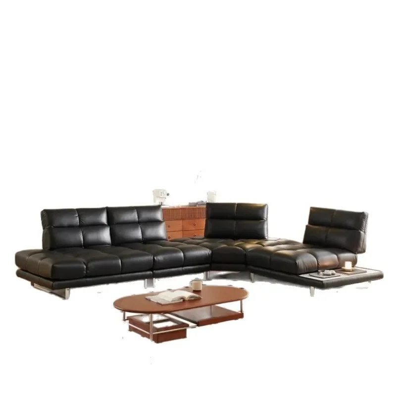 

Roman sofa modern minimalist Italian minimalist living room adjustable backrest large flat leather sofa