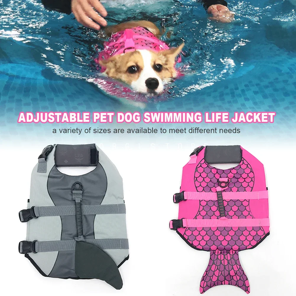 Pet Dog Swimming Summer Swimwear Mermaid Shark Pet Safety Clothes Pet Dog Life Jacket Vest Clothes Life Vest Collar Harness