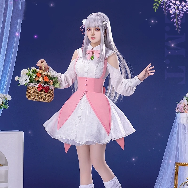 Cos-Mart Re:Life In A Different World From Zero Emilia Costume de cosplay Robe Emiria Vêtements de jeu de rôle Exposition de bandes dessinées Anime