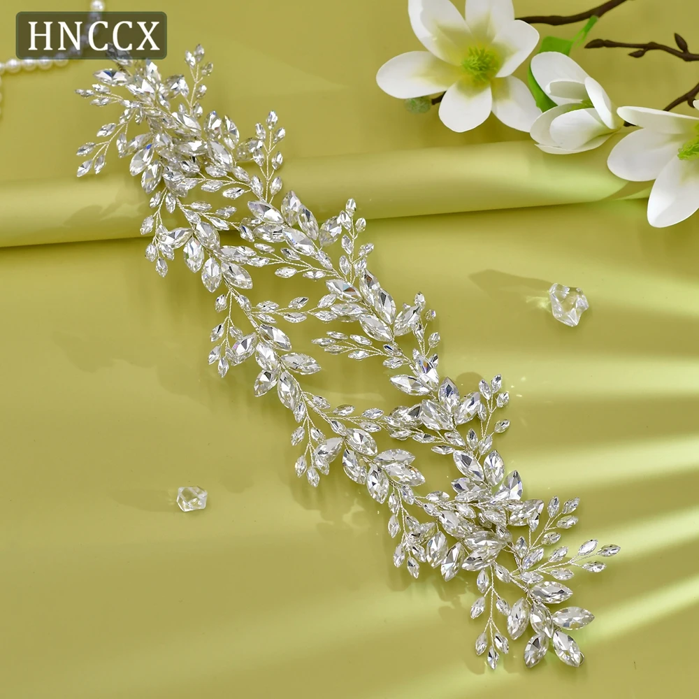 HNCCX Silver Color Bridal Hairbands Wedding Crown Headband For Bride Hair Tiara Shiny Rhinestone Wedding Hair Accessories CP304