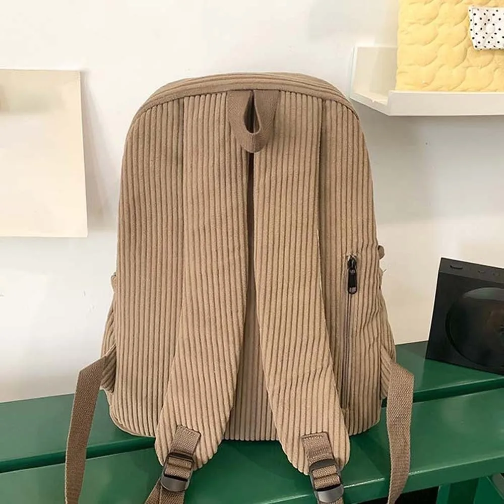 

Легкий вельветовый рюкзак большой емкости в японском стиле, однотонная школьная сумка, портативный регулируемый повседневный рюкзак для студентов