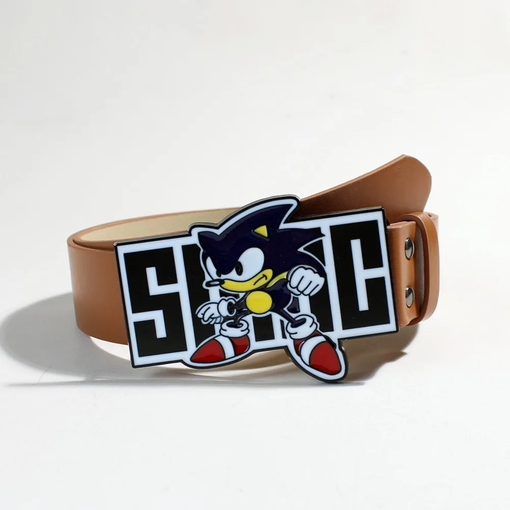 Cintura unisex Cartoon Cat Sonic Jeans Cintura gotica Y2k Cinture di design di lusso di fascia alta per le donne Cintura da uomo con rivetto nero Accessorio punk