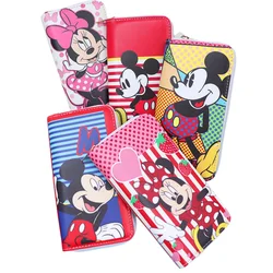 Disney Mickey Mouse Long Wallet Cute Minnie Cartoon Print Storage Bag Large Capacity Multi-compartment Coin Purse