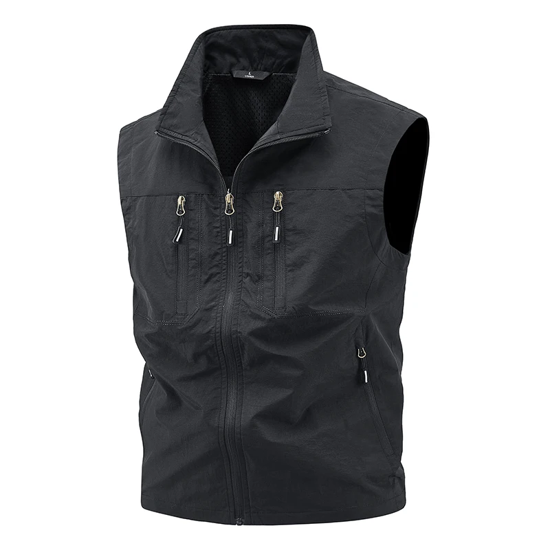 Vest Fishing Vest Men's Summer Thin Fishing Vests Outdoors Gilet Men Quick Drying Casual Spring and Autumn Stand Collar Jacket - Image 5
