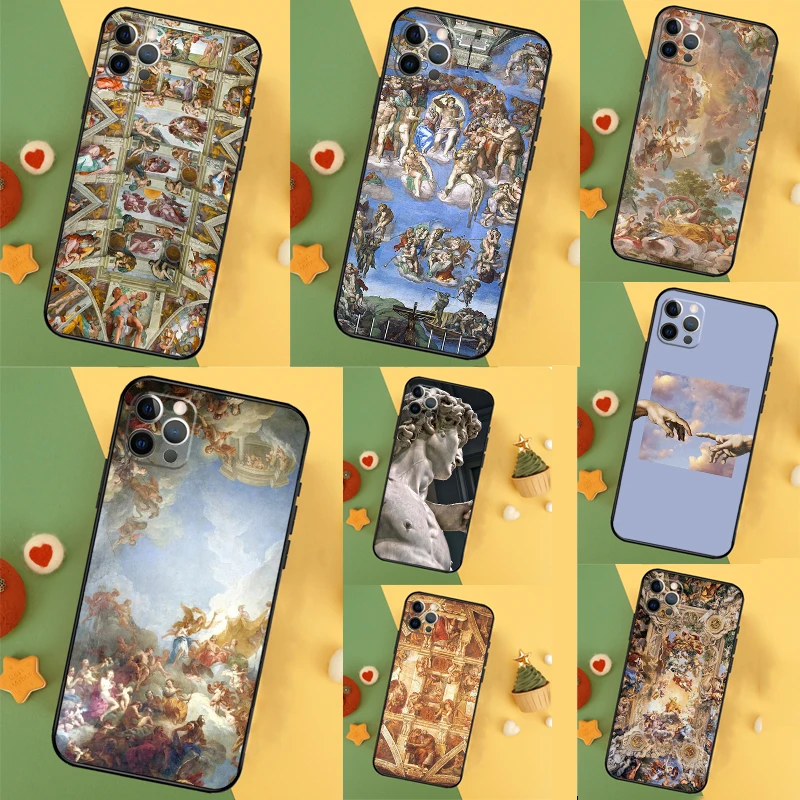 Michelangelo Art Case For iPhone 16 15 11 12 13 14 Pro Max XS Max X XR 7 8 Plus 12 13 Mini Phone Cover