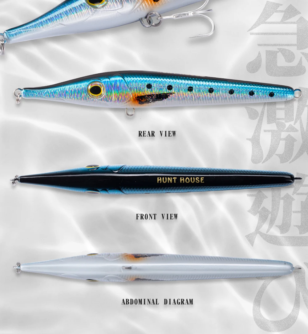 Hunthouse 146mm19/35g Nadel-Zargana-Halbschnabel-Stiftköder, schwimmend, sinkend, weite Wurfweite, harter Köder für Barsch, Thunfisch, Pesca-Angelköder – Detail 9