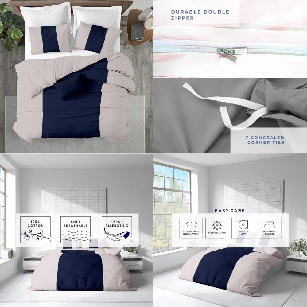 

King Size Duvet Cover Set - 100% Egyptian Cotton Sateen, 600 Thread Count, Ultra Soft Premium Comforter, Durable Bedding Ensembl