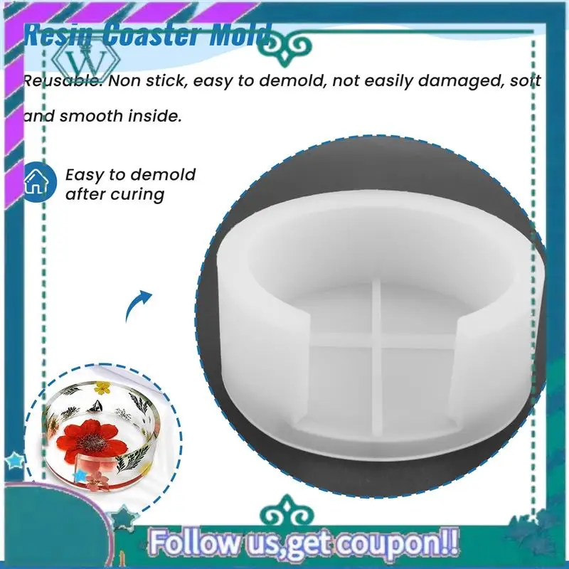 Upgraded Silicone Coaster Molds For Resin Casting,Epoxy Resin Coaster Molds Kit Including 8 Pcs Coasters And 2 Pcs Holders Molds
