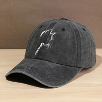 A fashionable 'CAT' printed washed baseball cap for shopping, gifting, birthdays, outdoor activities, travel, parties.
